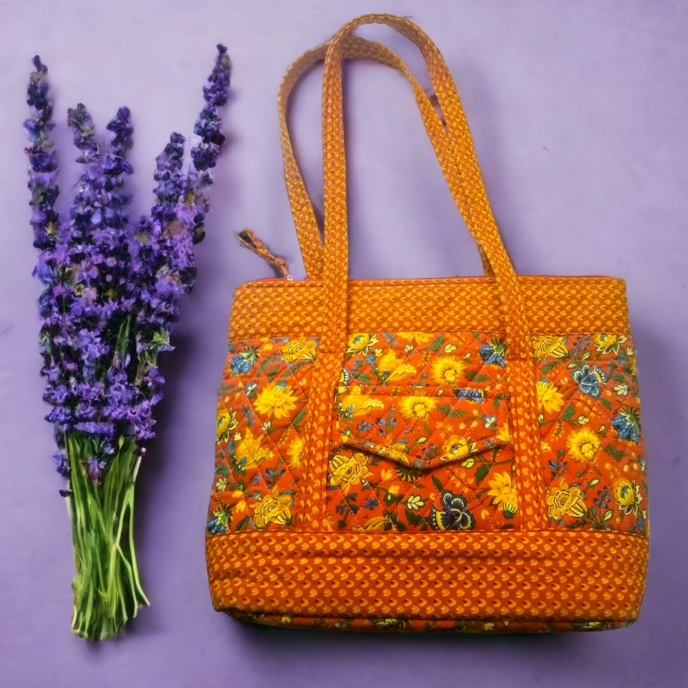Vermilion Quilted Fabric Floral Bag
